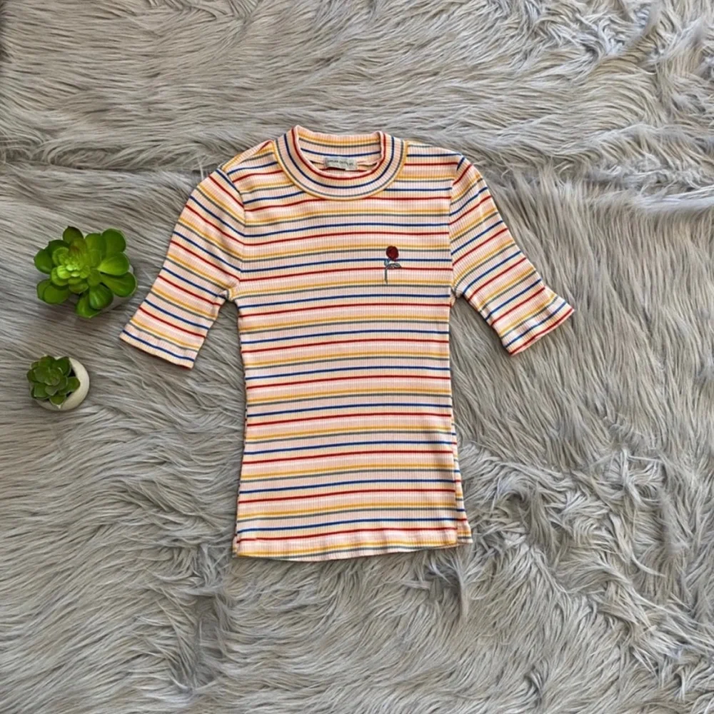 UO Zola Striped Mock Neck Rose Top - Picture 5 of 7